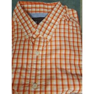 Banana Republic Button Down Shirt‎ Large Slim Fit Long Sleeve Orange Geometric